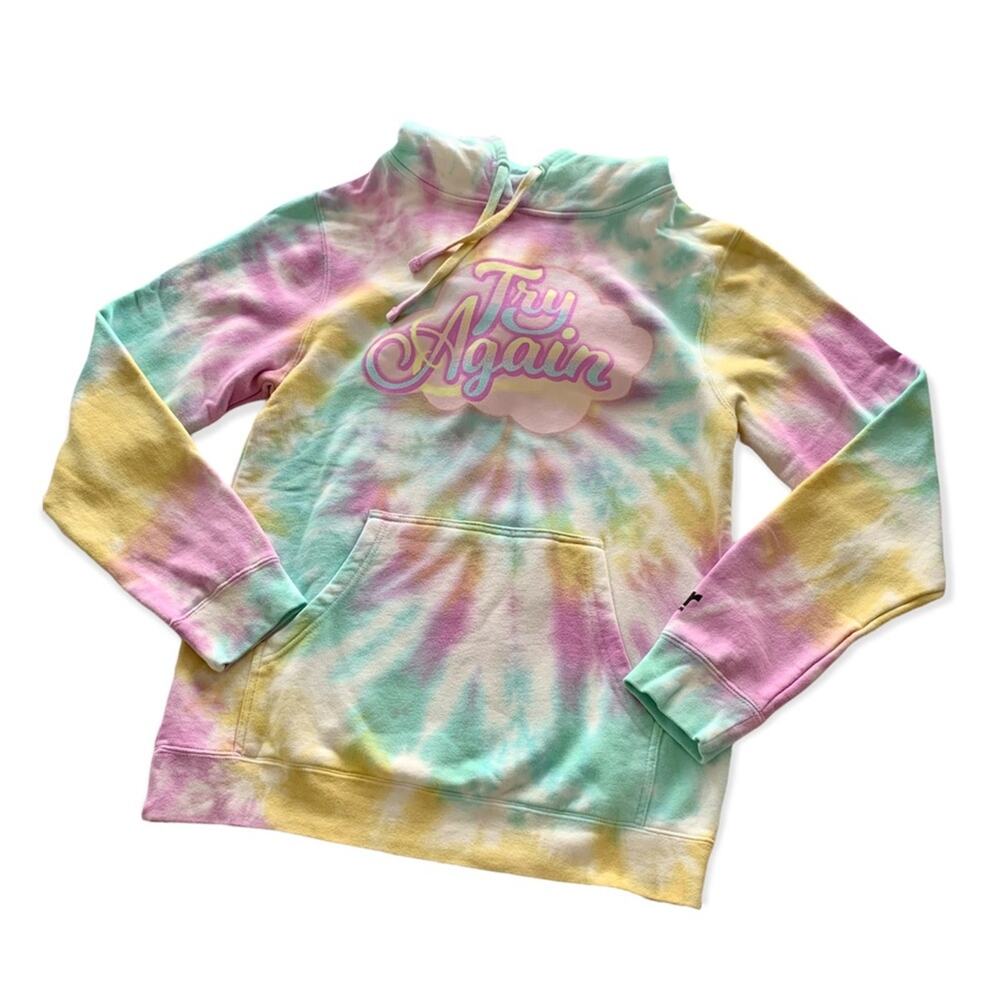 By Samii Ryan Try Again Multicolor Tie Dye Hoodie Sweatshirt Women's Small